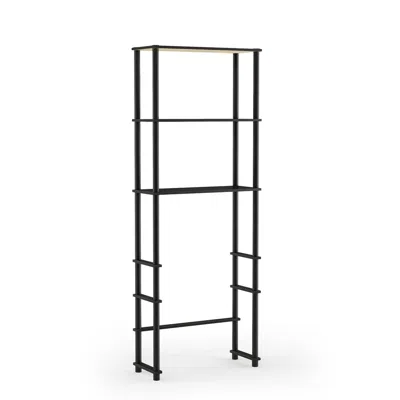 FURINNO TURN-N-TUBE TOILET SPACE SAVER WITH 3 SHELVES, ESPRESSO/BLACK, 99763EX/BK