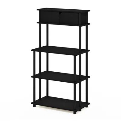 Furinno Turn-n-tube Toolless Storage Shelf With Top Cabinet, Americano/black In Blue