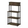 Furinno Turn-n-tube Toolless Storage Shelf With Top Cabinet, Columbia Walnut/black