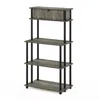 Furinno Turn-n-tube Toolless Storage Shelf With Top Cabinet, French Oak Grey/black