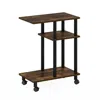 Furinno Turn-n-tube U Shape Sofa Side Table With Casters, Amber Pine/black