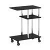 Furinno Turn-n-tube U Shape Sofa Side Table With Casters, Americano, Stainless Steel Tubes
