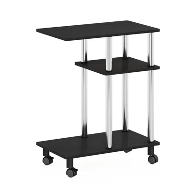 Furinno Turn-n-tube U Shape Sofa Side Table With Casters, Americano, Stainless Steel Tubes In Black