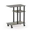 Furinno Turn-n-tube U Shape Sofa Side Table With Casters, French Oak Grey/black