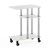 Furinno Turn-n-tube U Shape Sofa Side Table With Casters, White Oak, Stainless Steel Tubes
