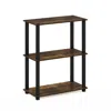 FURINNO TURN-S-TUBE 3-TIER COMPACT MULTIPURPOSE SHELF DISPLAY RACK WITH SQUARE TUBE, AMBER PINE/BLACK