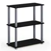 Furinno Turn-s-tube 3-tier Compact Multipurpose Shelf Display Rack With Square Tube, Black/grey, 18025bk/gy