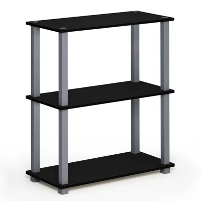Furinno Turn-s-tube 3-tier Compact Multipurpose Shelf Display Rack With Square Tube, Black/grey, 18025bk/gy In Gold