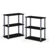 Furinno Turn-s-tube 3-tier Compact Multipurpose Shelf Display Rack With Square Tube, Black/grey, Set Of 2