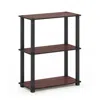 Furinno Turn-s-tube 3-tier Compact Multipurpose Shelf Display Rack With Square Tube, Dark Cherry/black
