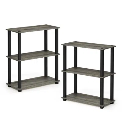 Furinno Turn-s-tube 3-tier Compact Multipurpose Shelf Display Rack With Square Tube, French Oak Grey/black,