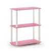Furinno Turn-s-tube 3-tier Compact Multipurpose Shelf Display Rack With Square Tube, Pink/white