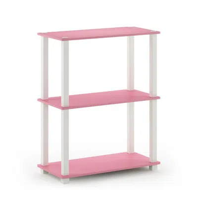 Furinno Turn-s-tube 3-tier Compact Multipurpose Shelf Display Rack With Square Tube, Pink/white