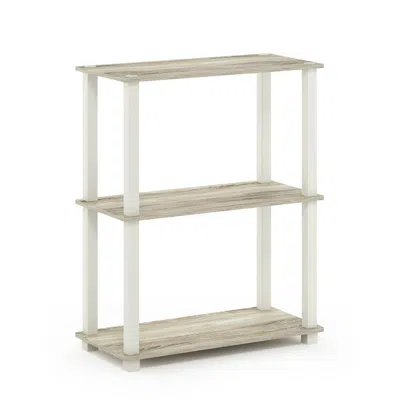 Furinno Turn-s-tube 3-tier Compact Multipurpose Shelf Display Rack With Square Tube, Sonoma Oak/white In Neutral