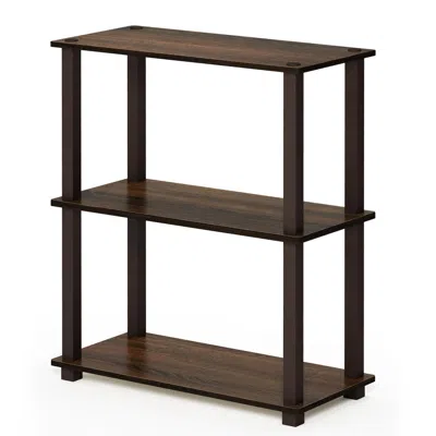 FURINNO TURN-S-TUBE 3-TIER COMPACT MULTIPURPOSE SHELF DISPLAY RACK WITH SQUARE TUBE, WALNUT/BROWN, 18025WN/B