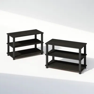 Furinno Turn-s-tube 3-tier Multipurpose Standing Shelves, Espresso/black, Set Of 2