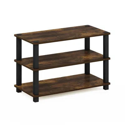 Furinno Turn-s-tube 3-tier Shoe Rack, Amber Pine/black