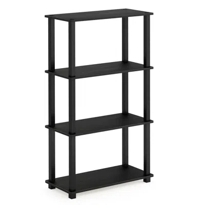 Furinno Turn-s-tube 4-tier Multipurpose Shelf Display Rack With Square Tube, Americano/black In Gold