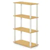 Furinno Turn-s-tube 4-tier Multipurpose Shelf Display Rack With Square Tube, Beech/white, 18028be/wh