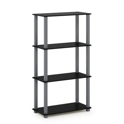 Furinno Turn-s-tube 4-tier Multipurpose Shelf Display Rack With Square Tube, Black/grey