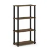 Furinno Turn-s-tube 4-tier Multipurpose Shelf Display Rack With Square Tube, Columbia Walnut/black