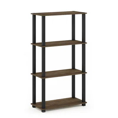 Furinno Turn-s-tube 4-tier Multipurpose Shelf Display Rack With Square Tube, Columbia Walnut/black In Brown