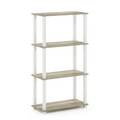Furinno Turn-s-tube 4-tier Multipurpose Shelf Display Rack With Square Tube, Sonoma Oak/white