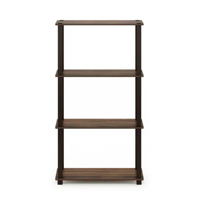 Furinno Turn-s-tube 4-tier Multipurpose Shelf Display Rack With Square Tube, Walnut/brown