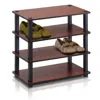 Furinno Turn-s-tube 4-tier Shoe Rack, Dark Cherry/black