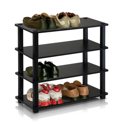Furinno Turn-s-tube 4-tier Shoe Rack, Espresso/black