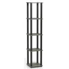 Furinno Turn-s-tube 5-tier Corner Square Rack Display Shelf With Square Tube, French Oak Grey/black, 18026gy