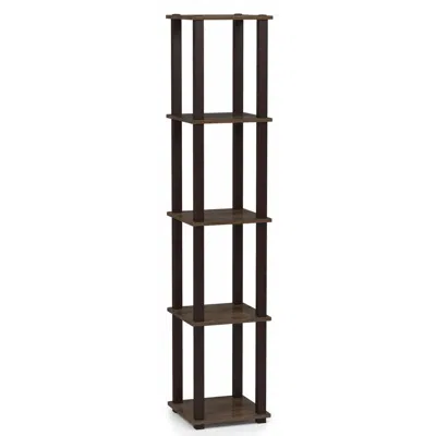 Furinno Turn-s-tube 5-tier Corner Square Rack Display Shelf With Square Tube, Walnut/brown, 18026wn/br