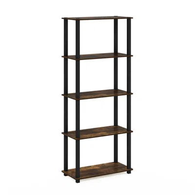 Furinno Turn-s-tube 5-tier Multipurpose Shelf Display Rack With Square Tubes, Amber Pine/black