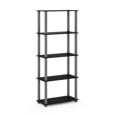 Furinno Turn-s-tube 5-tier Multipurpose Shelf Display Rack With Square Tubes, Black/grey