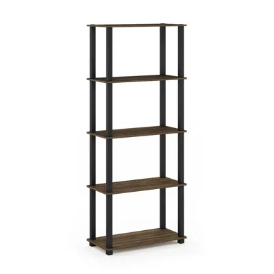Furinno Turn-s-tube 5-tier Multipurpose Shelf Display Rack With Square Tubes, Columbia Walnut/black