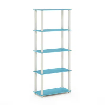 Furinno Turn-s-tube 5-tier Multipurpose Shelf Display Rack With Square Tubes, Light Blue/white