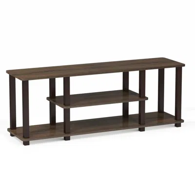 Furinno Turn-s-tube No Tools 3d 3-tier Entertainment Tv Stands With Square Tube, Walnut/brown, 18027wn/br