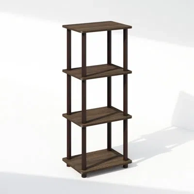 Furinno Turn-n-tube 3-tier End Table, Side Table, Walnut/brown