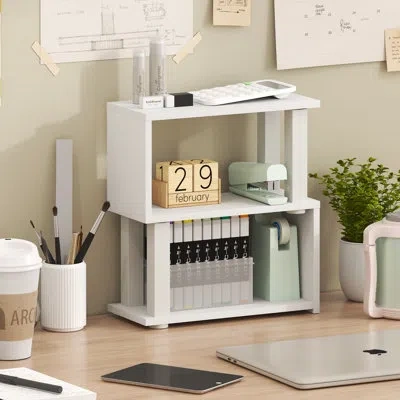 Furinno Turn-n-tube Desk Organizer, 3-tier Desk Organizers And Accessories, Desktop Organizer, Corner Shelf, In White