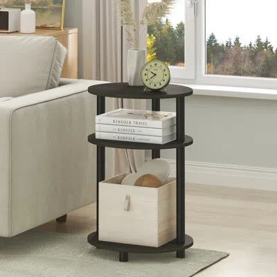 Furinno Turn-n-tube Night Stand, 3-tier 23" Oval Nightstand, Bedside Table With Open Shelving For Bedroom, L In Espresso