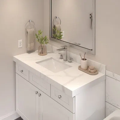 Furinno Vato Bathroom Vanity Top, 31w X 22d X 2.5h Porcelain Vanity Sink Top, With 3 Pre-drilled Holes For F In Italian Grey