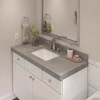 Furinno Vato Bathroom Vanity Top, 49w X 22d X 2.5h Porcelain Vanity Sink Top, With 3 Pre-drilled Holes For F In Italian Grey