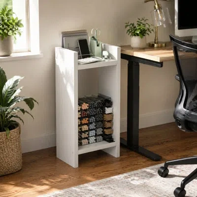 Furinno Viola Book Shelf, 2-tier Narrow Bookshelf, Corner Shelf, Display, Organization And Storage With 1.2- In White