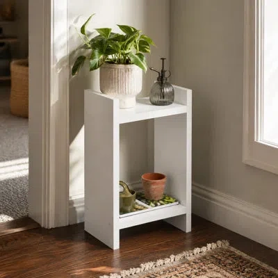 Furinno Viola Plant Stand Indoor Outdoor, 2-tier Narrow Plant Shelf, Side Table, With 1.2-inch Extra Thick F In White