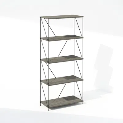 Furinno Wire 5-tier Industrial Style Metal Frame Bookcase, Display Shelf