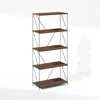 Furinno Wire 5-tier Industrial Style Metal Frame Bookcase, Display Shelf