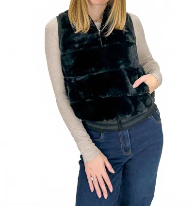Furious Fur Collegiate Faux Fur Vest In Black