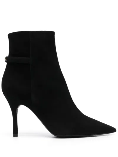 Furla 100mm Pointed-toe Leather Boots In Black