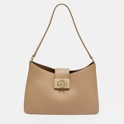 Pre-owned Furla 1927 Beige Leather Shoulder Bag In Sand