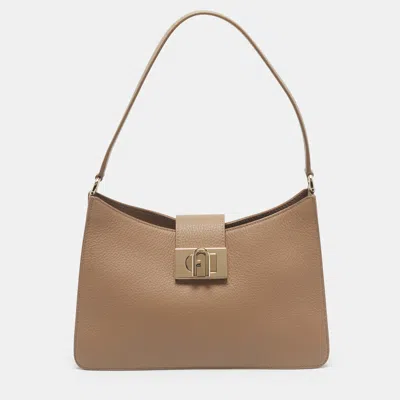 Pre-owned Furla 1927 Beige Leather Shoulder Bag In Sand